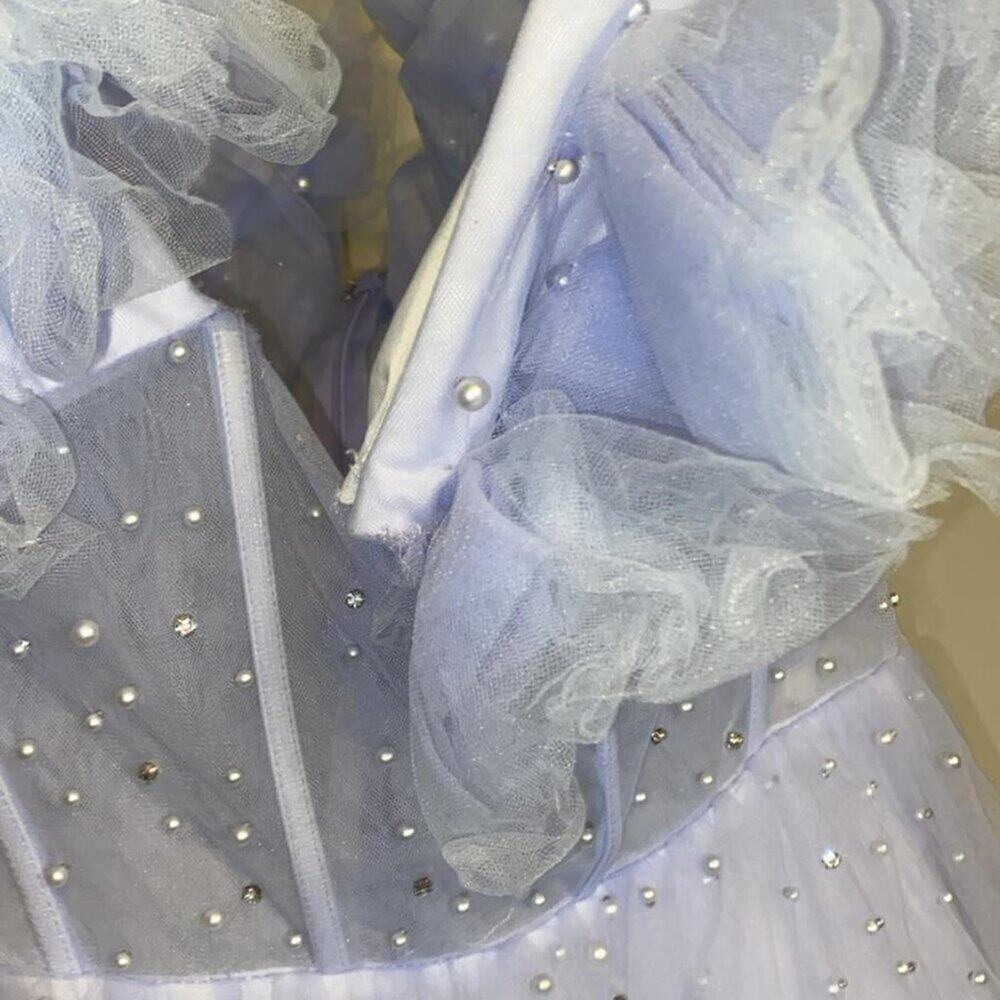 Sky Blue Dress with Sequin Appliques - Picture 5 of 12